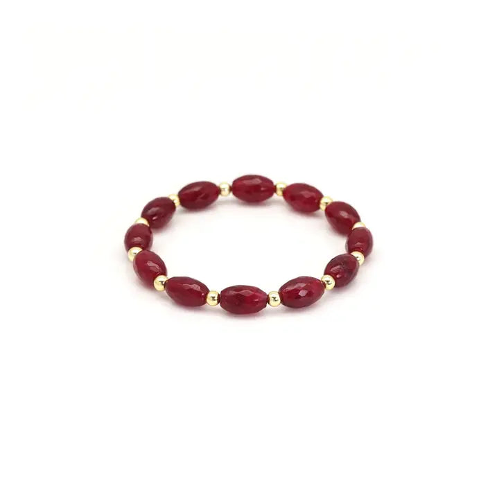 Faceted Rice Jade Stretchy Braceket,